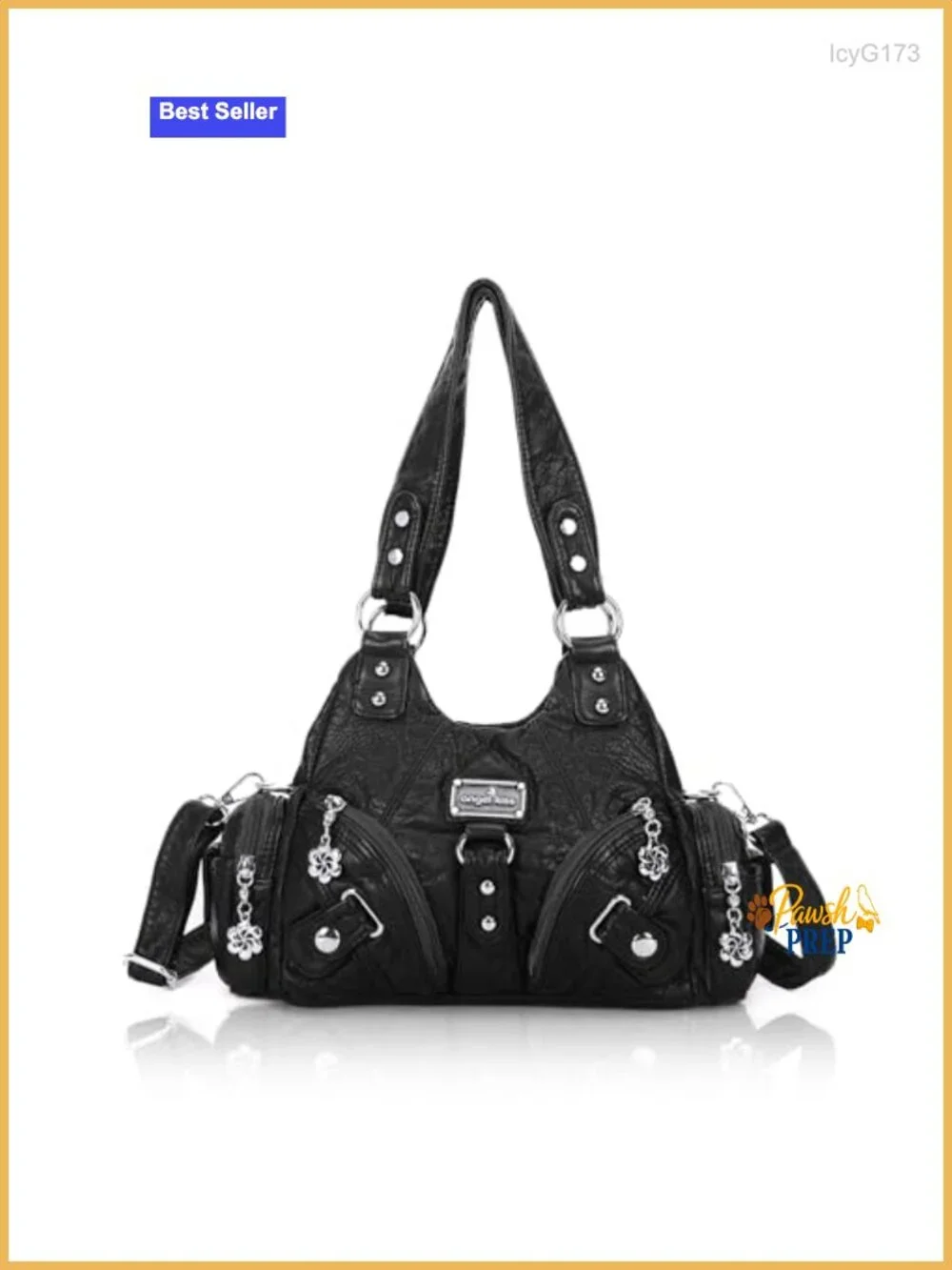 Small Hobo Shoulder Bag for Women Faux Leather Multi-Pocket Tote with Zipper